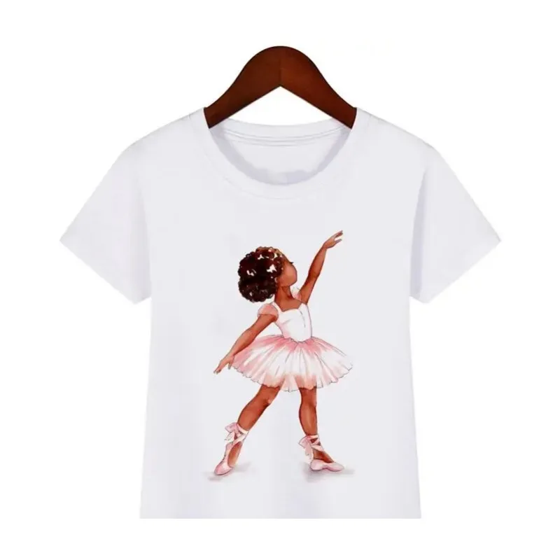 Tops con estampado de amantes de la Ballet para niña, ropa para niños, camiseta rosa de mariposa, camisa Harajuku, ropa para niños