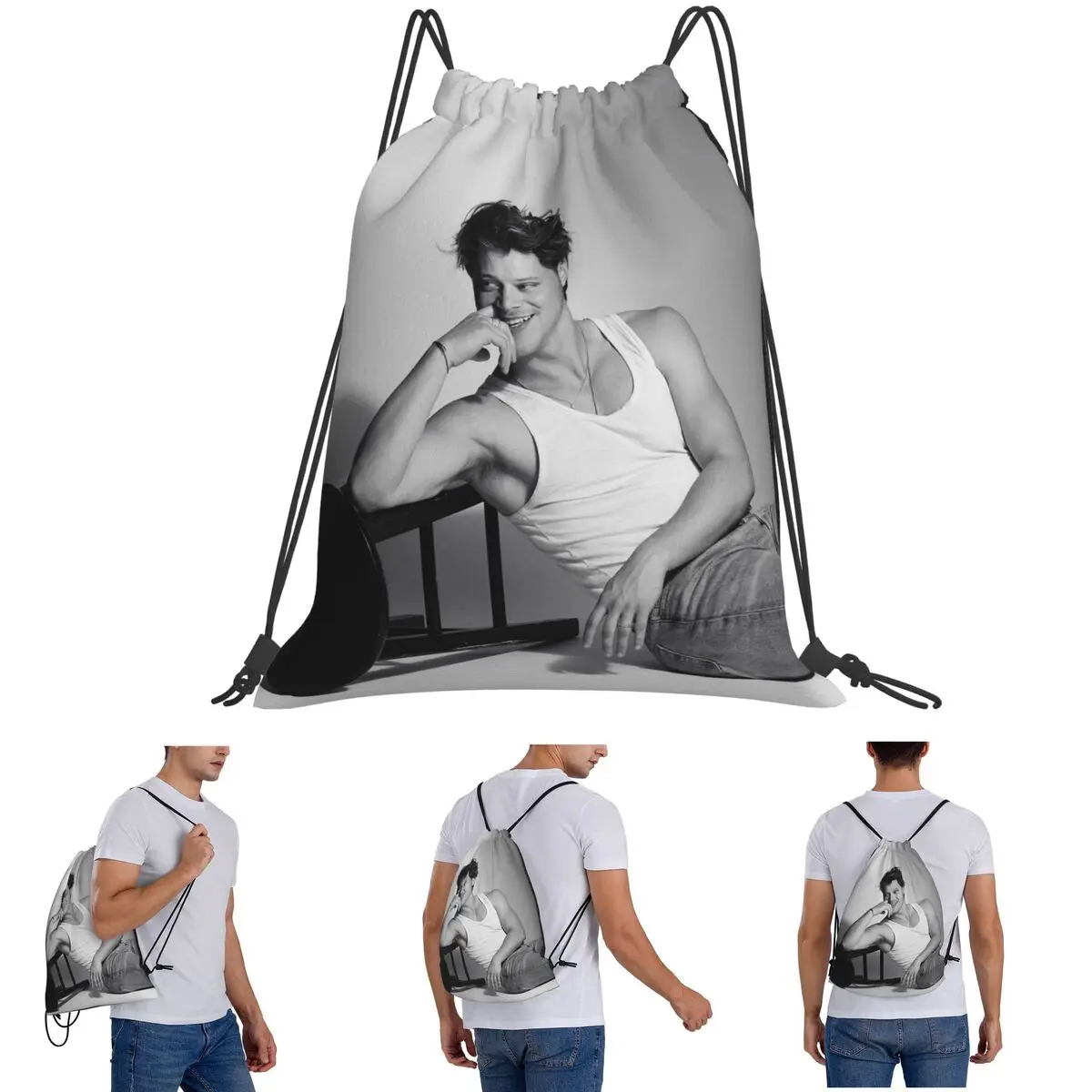 

Soft Rudy Pankow JJ Maybank Poster Backpacks Multi-function Drawstring Bags Storage Bag Book Bags for Travel Students