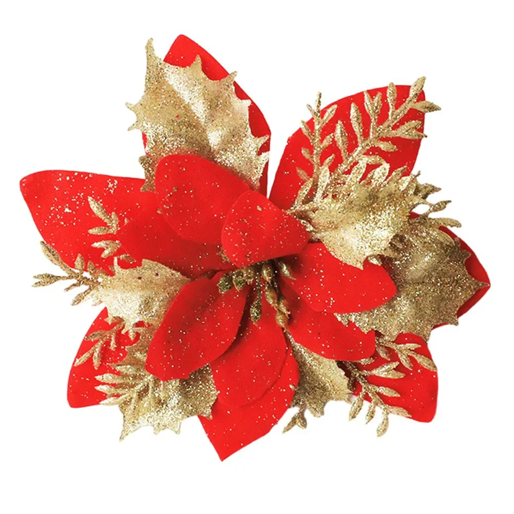 Bringen Sie Freude und Festlichkeit in Ihren Weihnachtsbaum mit dieser Weihnachtsstern-Glitzerblume und hängender Weihnachtsfeierbaumdekoration