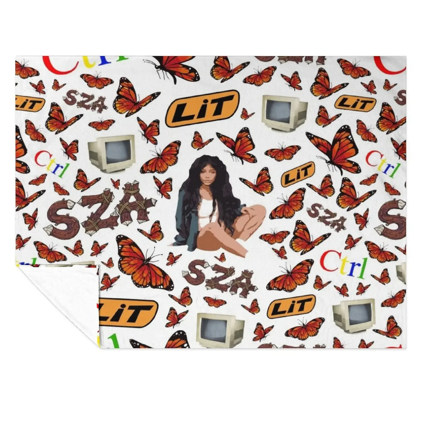 

SZA Fan Pack All Over Pattern Throw Blanket Luxury Brand Picnic Hairys Quilt Blankets