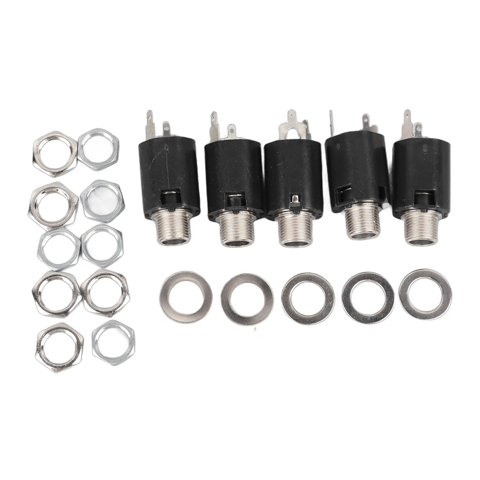 5Pcs Stereo Jack Socket 6.35mm 2 Channel Input 3P Connector Pickup Jack Socket for Replacement