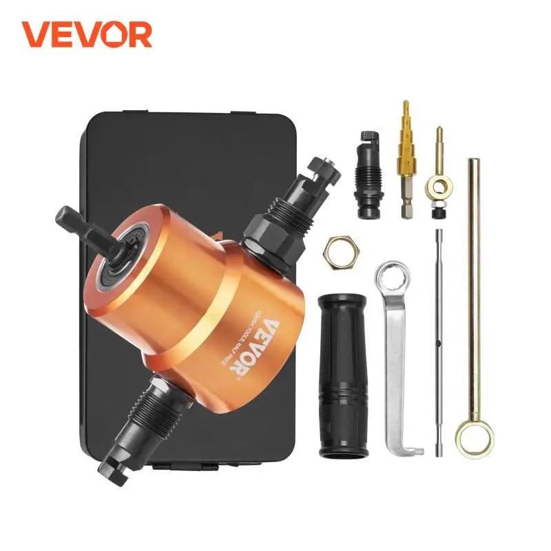 VEVOR-cortador de cuchillas de Metal de doble cabezal, accesorio de taladro con punzón adicional y agujero de troquelado, 360 grados