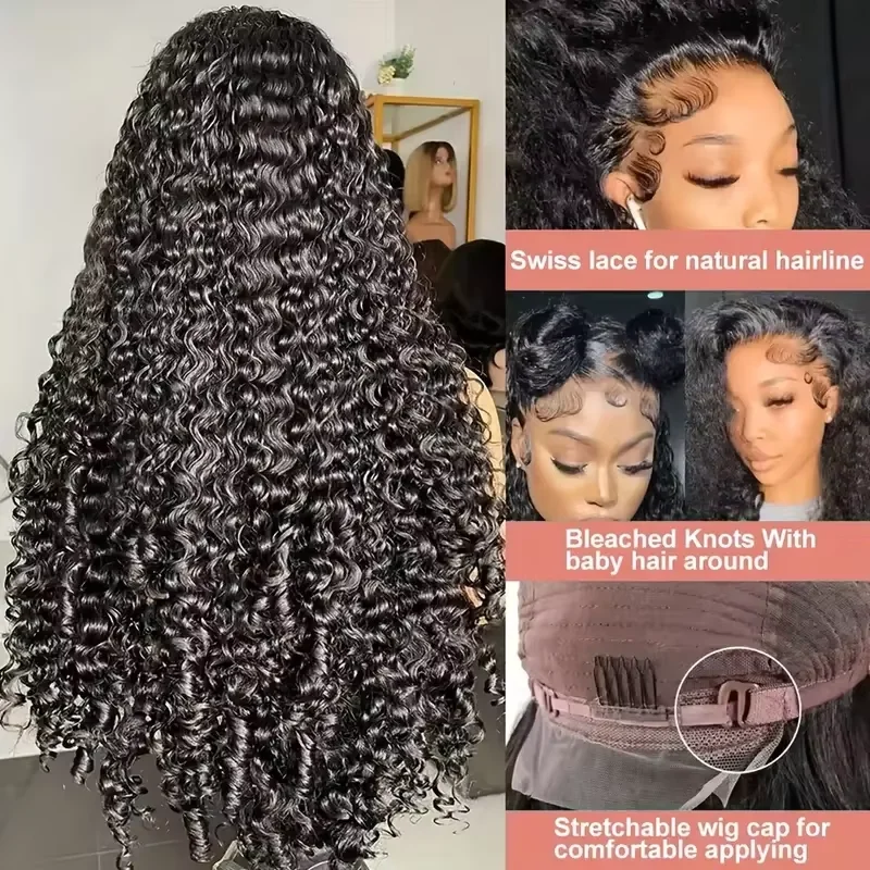 Burmese Curly Human Hair 13x6 13x4 Transparent HD Lace Front Wig 7x6 HD Lace Pre Plucked Wig For Women 40 42 Inches Remy Hair Natural Color Wigs - view 3