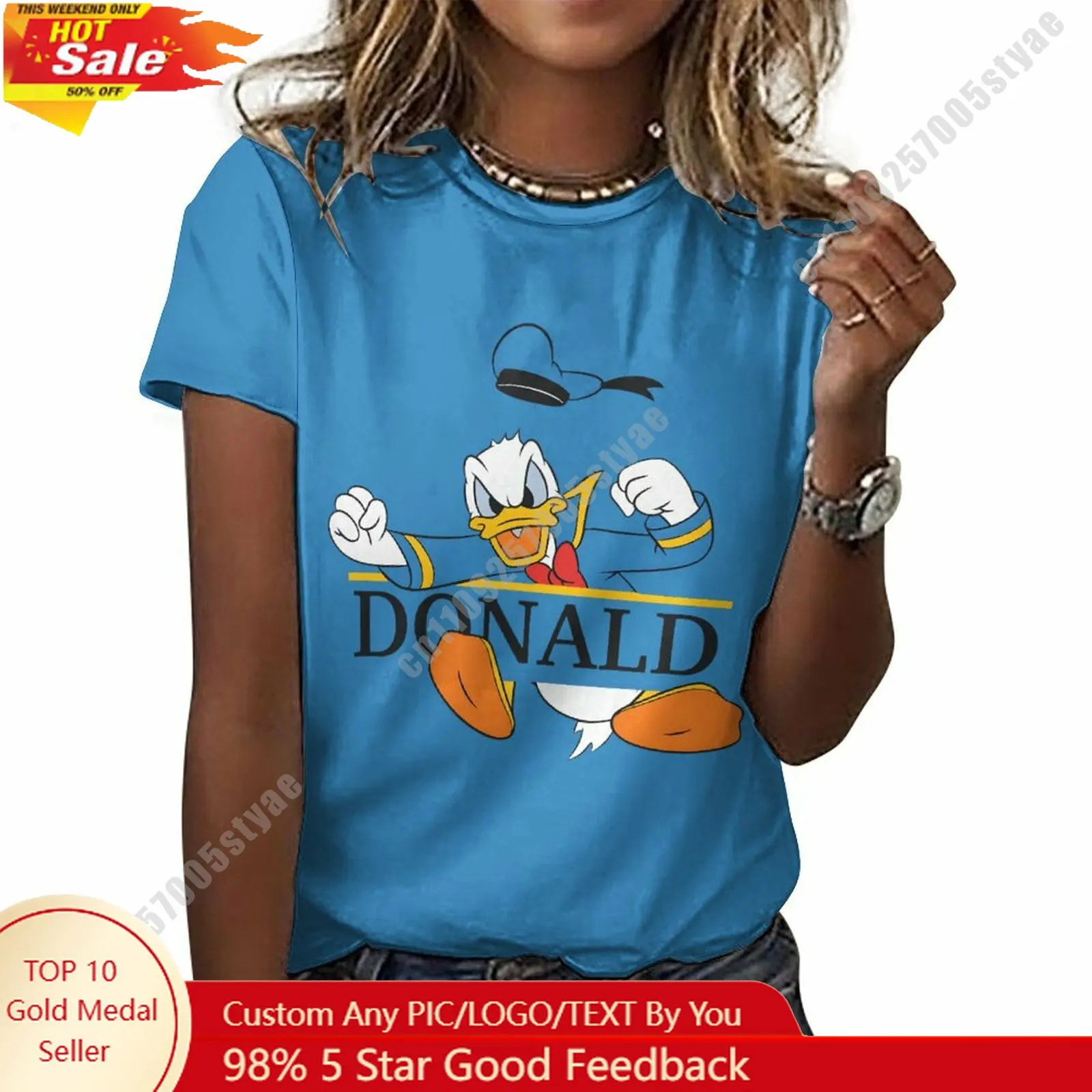 

Donald Duck T Shirt Disney Cartoon Custom Your Own Cotton Tee Personalized Photo Text Casual Street Style Short Sleeved Top