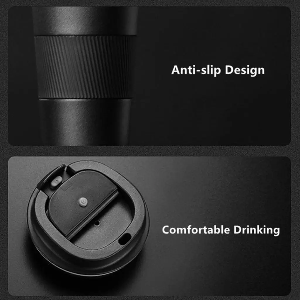 

Coffee Mug Hot & Cold Beverage Drinks Leak-proof Travel Mug 510ml Black