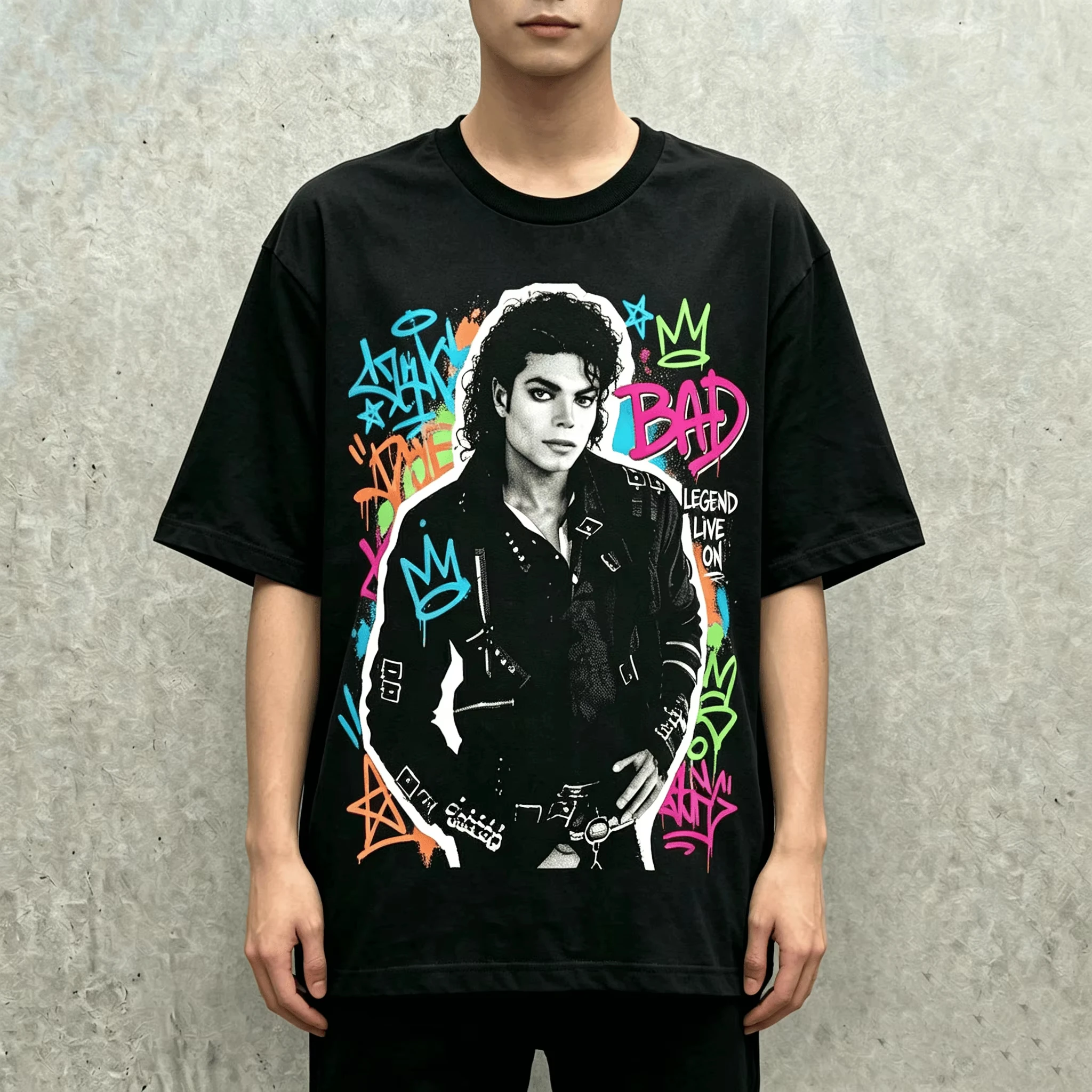 2026 new Popular T-shirt - Men's and Women's General Fit Short Sleeve Retro Loose Top Style Extra Large Size Street Graffiti Art