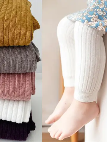 1 Piece Girls Toddler Baby Basic Ribbed Sweater and Leggings Footless Tights Kids Little Girls Dress Bottom Top Pants 1-6 Years