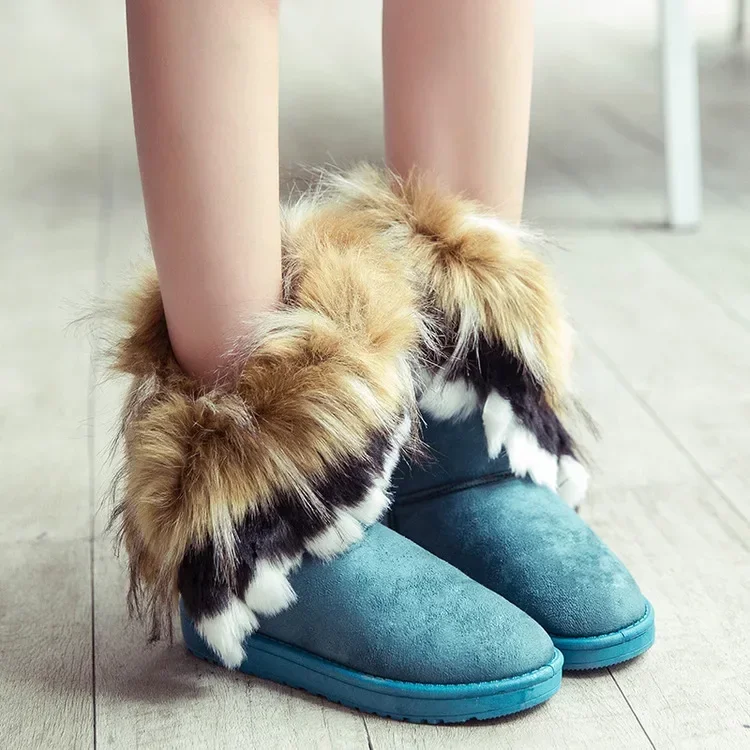 

2024 Hot Selling New Snow Boots Imitation Fox Hair Women's Mid-tube Snow Boots Shoes for Women