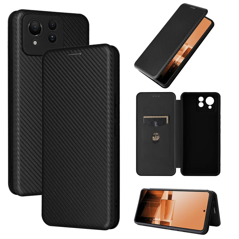 For Asus ZenFone 11 Ultra Luxury Flip Ultra Thin Skin Carbon Fiber Magnetic Adsorption Case For Asus 11 Ultra Safe Back Cover