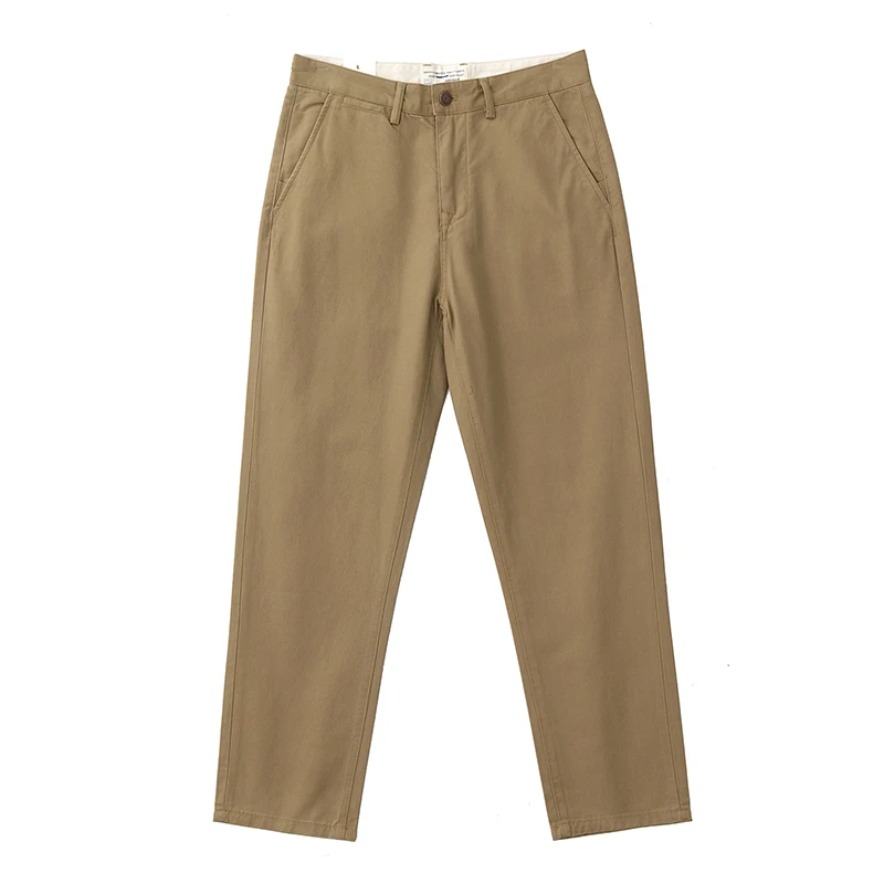 Straight pants American casual Chino cargo retro simple beige white khaki cotton casual pants for men