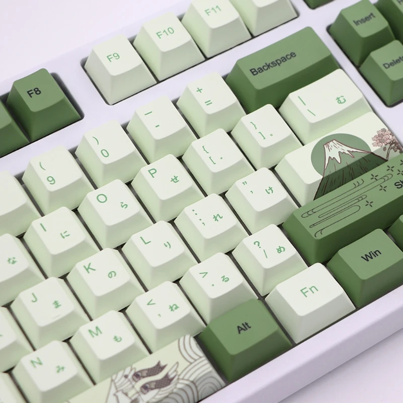 أغطية مفاتيح ماتشا 127 مفتاحًا PBT التسامي OEM هايت لوحة المفاتيح الميكانيكية Keycap لمفتاح 61/ 63/ 87/104/108 MX