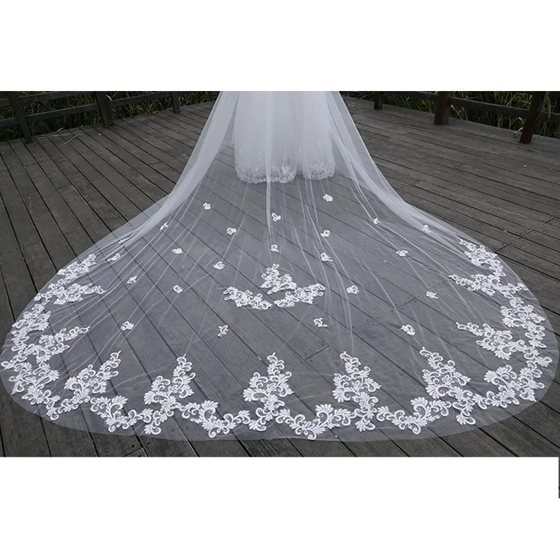 Ivory White 3m Wide 4m 5m Long 2023 New Bride Wedding Veil Lace Exquisite Large Tail Bride Veil Wedding Accessories