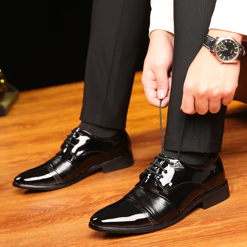 

Comfort Thick Soled Leather Shoes Lace Up Men Business Formal Flats Brand Men Casual Shoes Classic Man Oxford Wedding Shoes