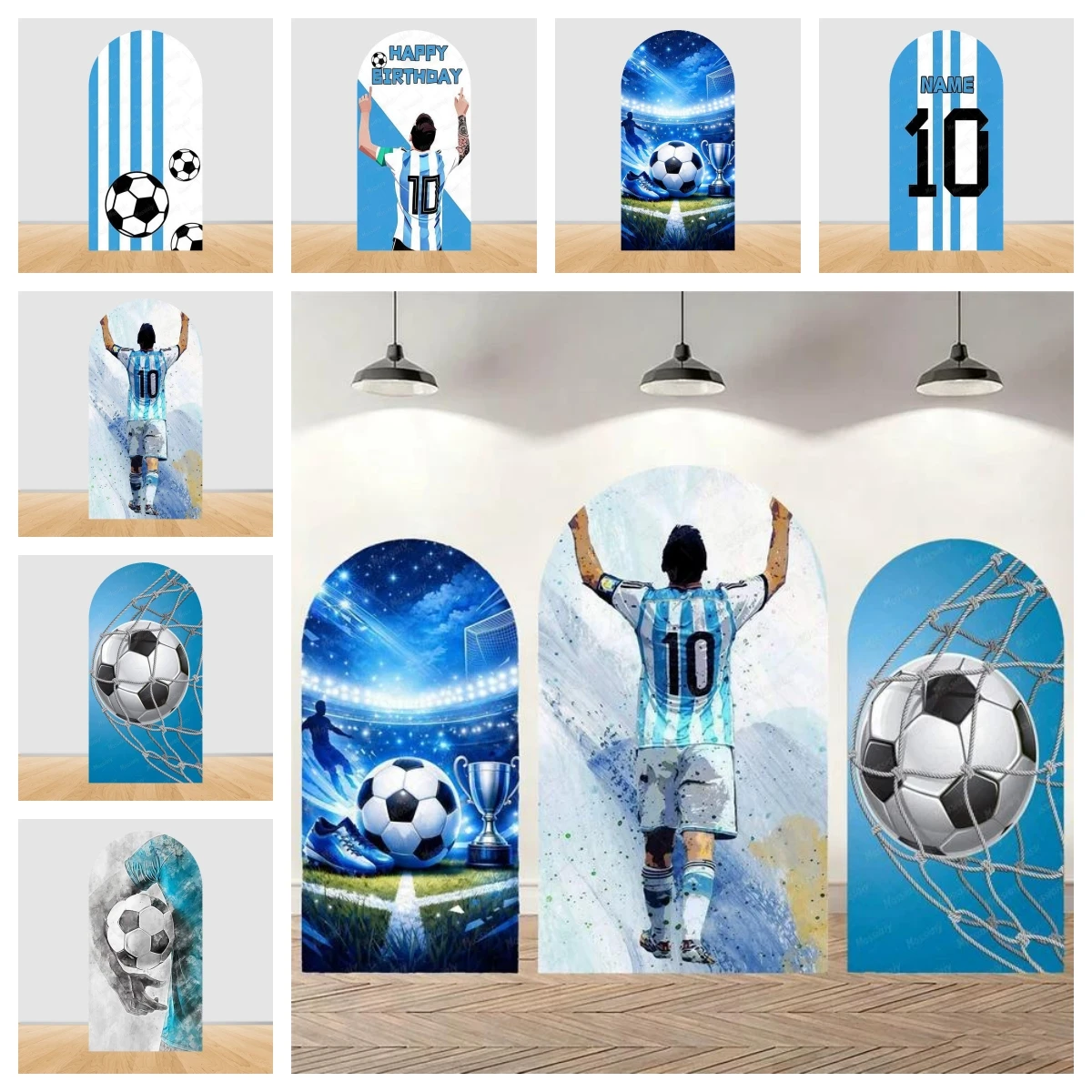Fondo de Fotografía con Diseño de Camiseta Azul de Messi, Argentina, para Celebraciones de Fútbol, Cumpleaños Infantiles, Baby Shower