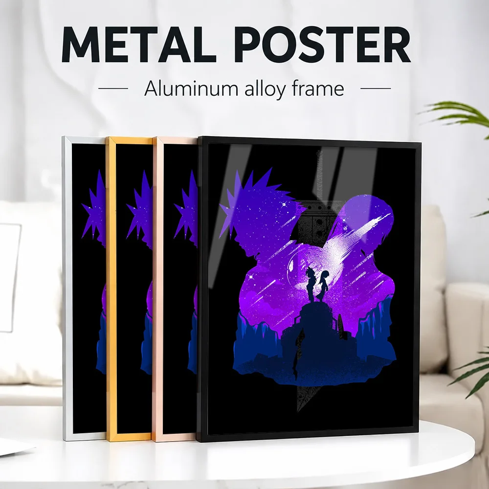 Final Fantasy Childhood Me Framed Metal Poster Personalized Photo Dark Medieval Style Wall Art For Player Lounge Birthday Gift