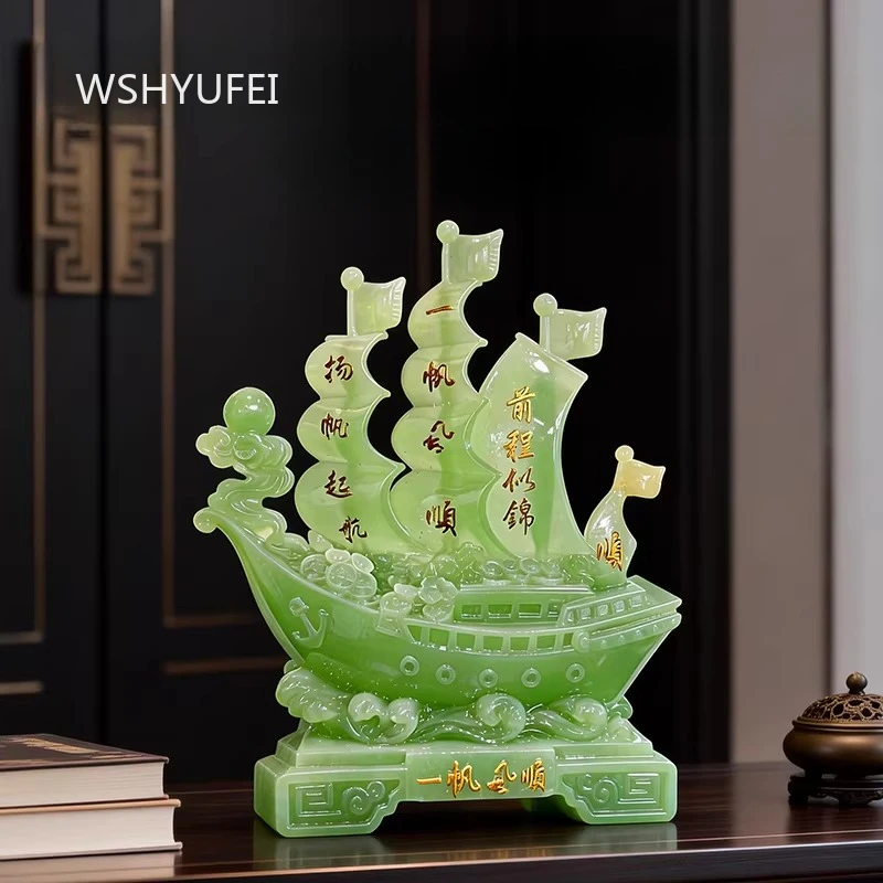 Sailing Ornament Smooth Sailing Auspicious Decoration Chinese Style Living Room Entrance Decoration Resin Crafts Figurines