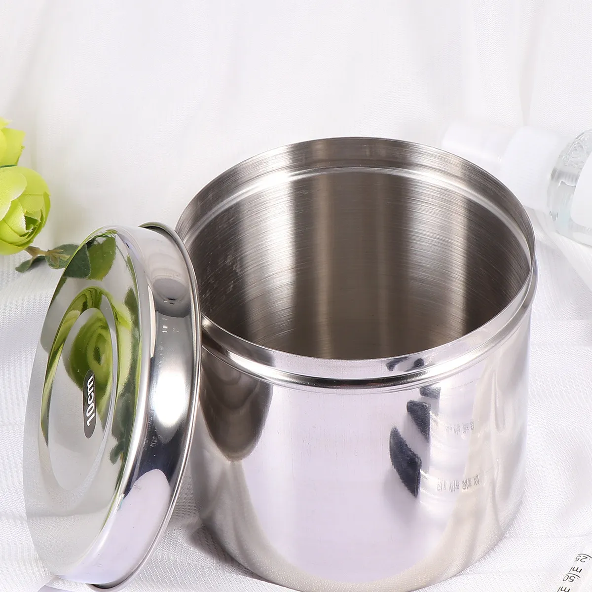 Stainless Steel Disinfection Jar 10Cm Heat Resistant Sterilization Container Organizer for Salon Clinic Nail Supplies Storage