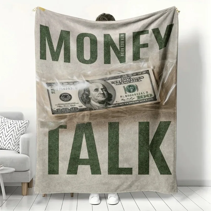 

100 Dollar Bill Print Wealth-Themed Blanket Warm Soft Flannel Throw Blanket for Couch Bed Sofa Home Decor All-Season Blanket