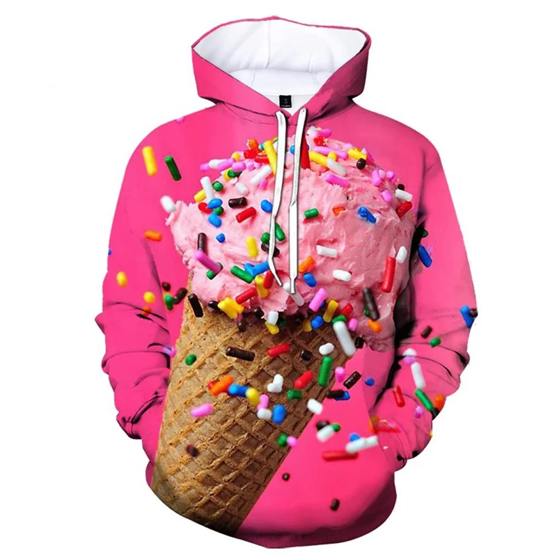 

Men's Hoodies Ice Cream Autumn Winter Women Sweatshirt 3D Colorful Print Hoodies Funny Long Sleeve Tops Streetwear Pullovers