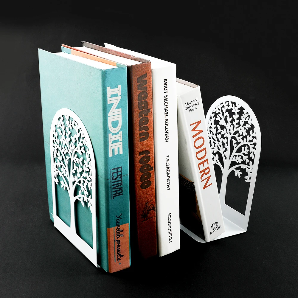 White Tree of Life Desktop Book Ends Office Desktop Home Bookend Gift for Book Loves Office Desktop Iron Book rack