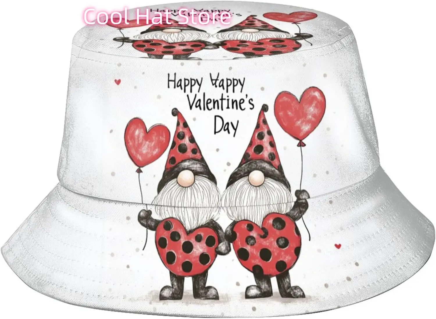 

Шляпа-ведро с сердечками на День Святого Валентина, романтическая рыбацкая пляжная компактная шляпа для путешествий на открытом воздухе HAt для женщин и мужчин