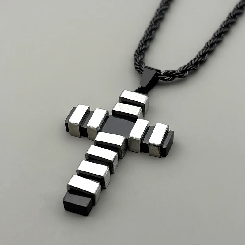 

Stainless Steel Cross Pendant Necklace For Men Women Black White Color Chain Simple Party Hiphop Accessaries Party Gifts