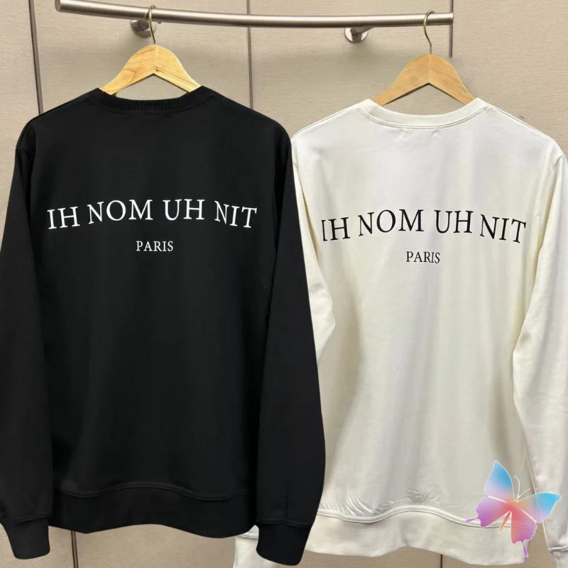 

24ss Fashion Street IHNOMUHNIT Sweatshirts Back Letter Logo 400g Cotton Looped Round Neck Pullover Men Women Sweaters