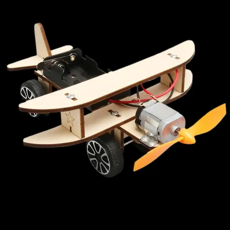1Set Wooden Engineering Airplane DIY Puzzle, STEM Educational School Supply for Children