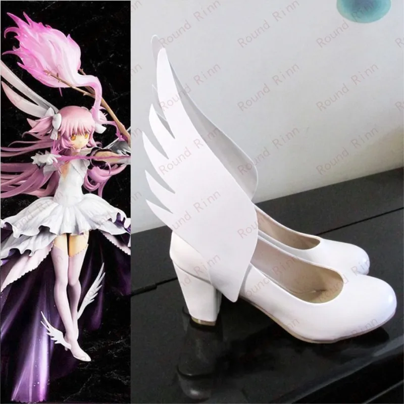 Puella Magi Madoka Magica Kaname Madoka Cosplay zapatos de disfraz de cómic blanco