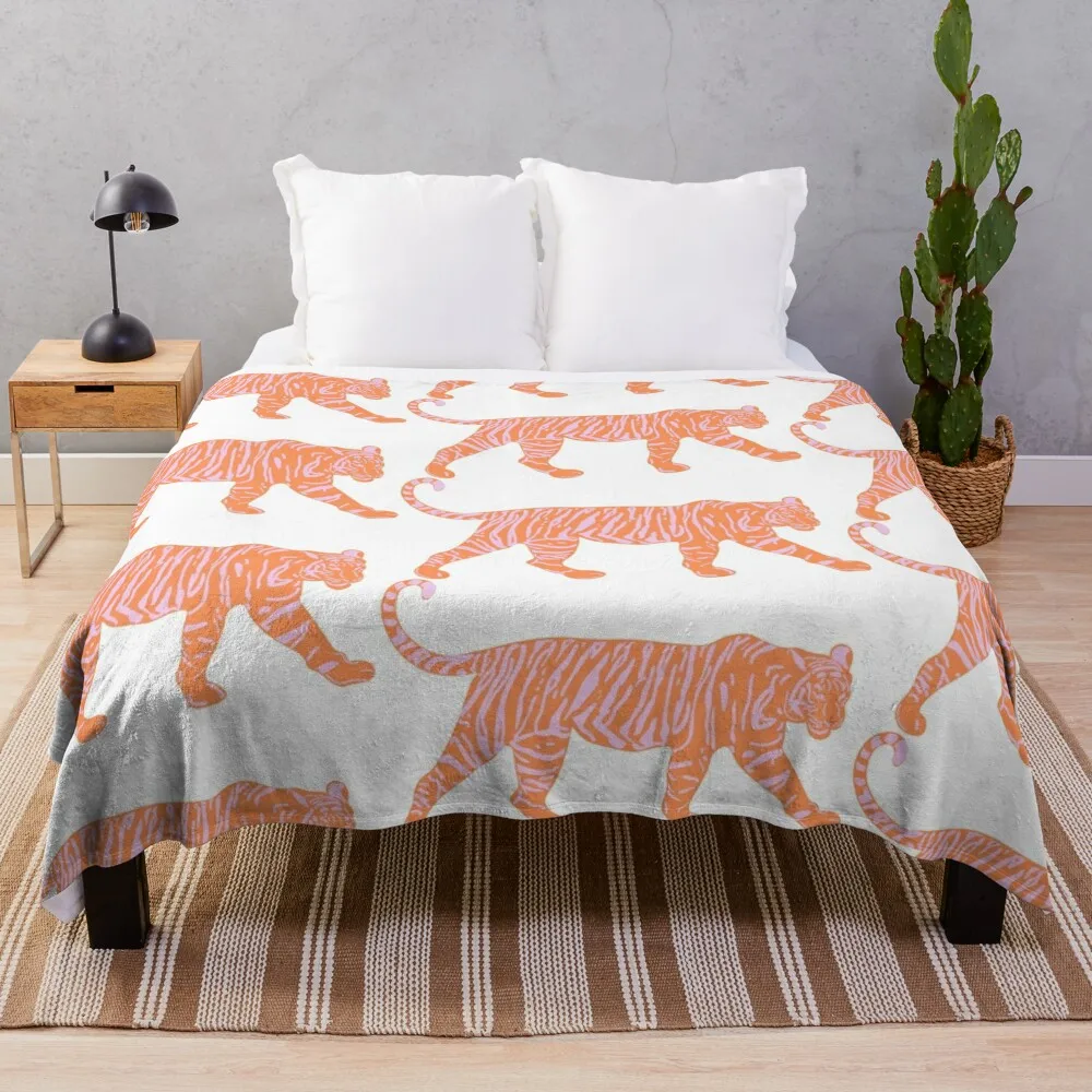 

Orange and Pink Tiger Throw Blanket Personalized Gift Sofa Blanket Luxury St Blanket Soft Plush Plaid