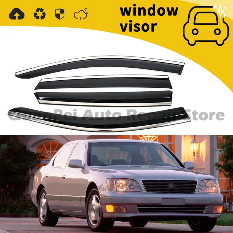 For Lexus LS400 1991-1996 Direct Fit Plastic Door Window Rain Guard Vent Visor Exterior Decor Parts