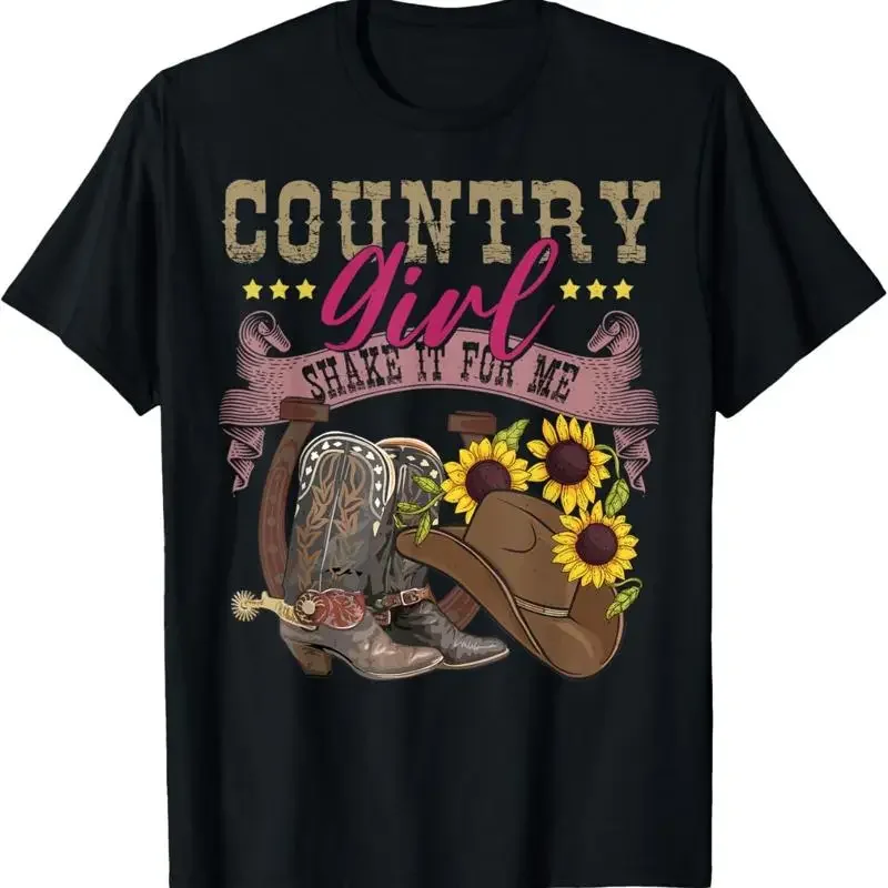 Shakes It For Me Country Music Cowgirl Boots T Shirt Sunflower