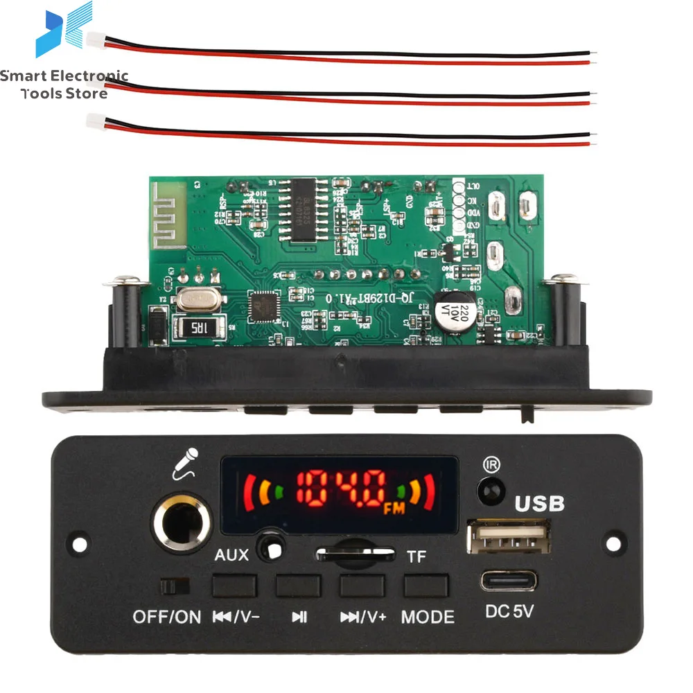 

DC 5V MP3 Player 10W Amplifier Bluetooth MP3 Decoder Board Car Music Player FM Radio Handsfree Call Record Module Support Mic