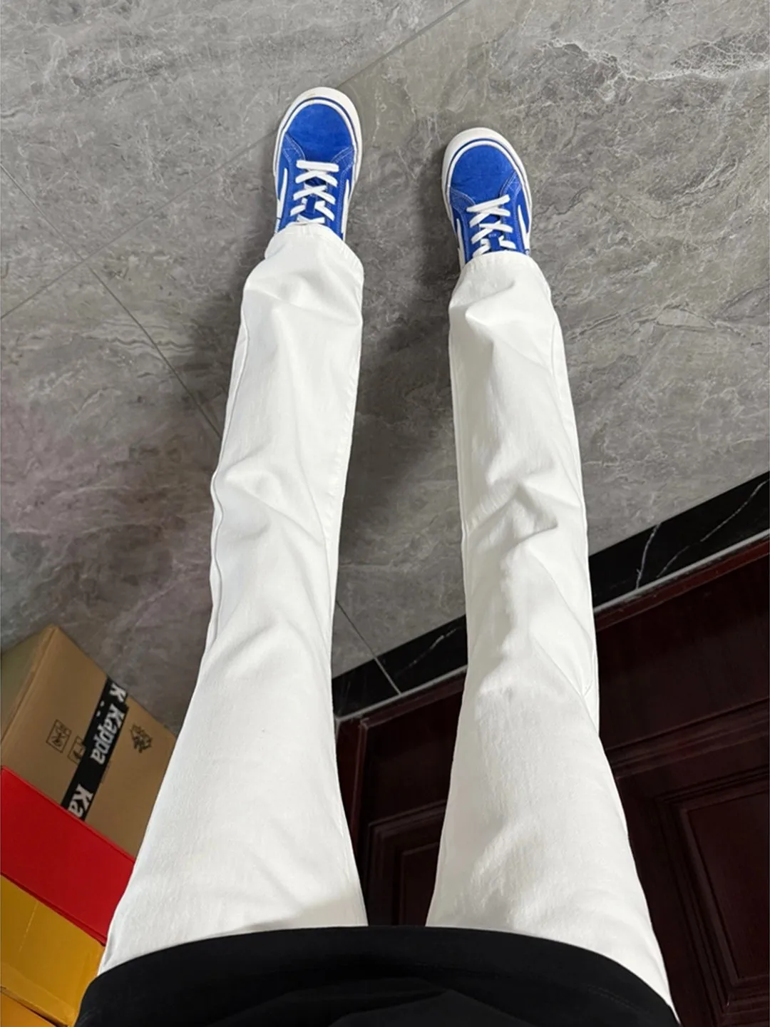 

Cleanfit High Waist Slim Fit Straight Leg Jeans White Denim Pants Unisex Street Style High Street Vibe Wear Resistant
