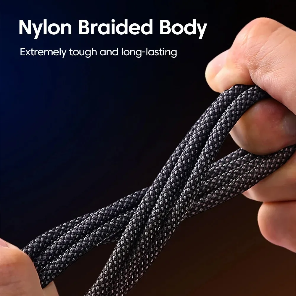 240W Nylon USB C to C Fast Charging Cable with LED Digital Display for Samsung Xiaomi Huawei OPPO Quick Charge 3.0 Data Cord