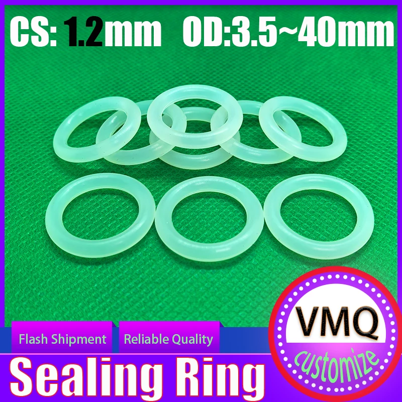 

VMQ CS1.2mm White Silicone Sealing Ring OD3.5-40mm Food Grade Silicone Insulation Shape Sealing O-ring Silicone Ring