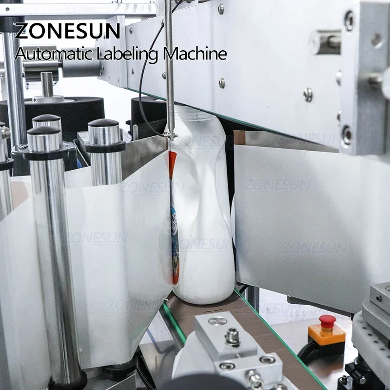 ZONESUN العمودي نوع ZS-TB300A التلقائي مربع ومستدير زجاجة ويسكي مزدوجة الجانبين آلة وضع العلامات تسمية ملصق للإنتاج