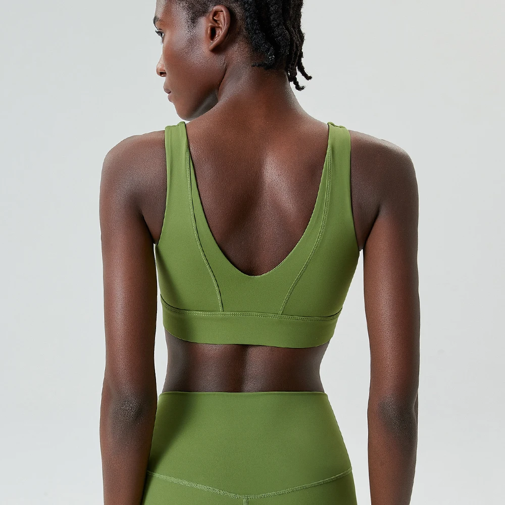 

Soft High Strength Women Fitness Bra Quarter Zip Tight Sport Top Training Gym Yoga Underwear With Removable Pads
