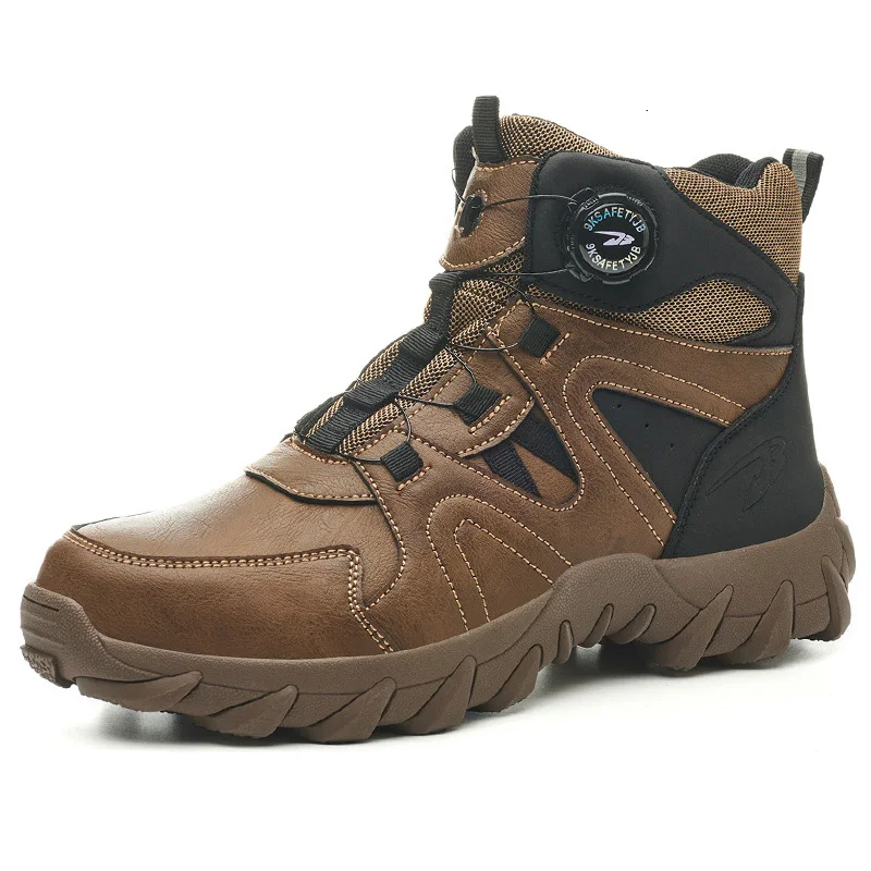 

Lynjacye Mid Cut Anti Smashing Safety Shoes Quick Lace Size 37-48 Work Shoes Fashion Men Sport Shoes Security Protective Boots