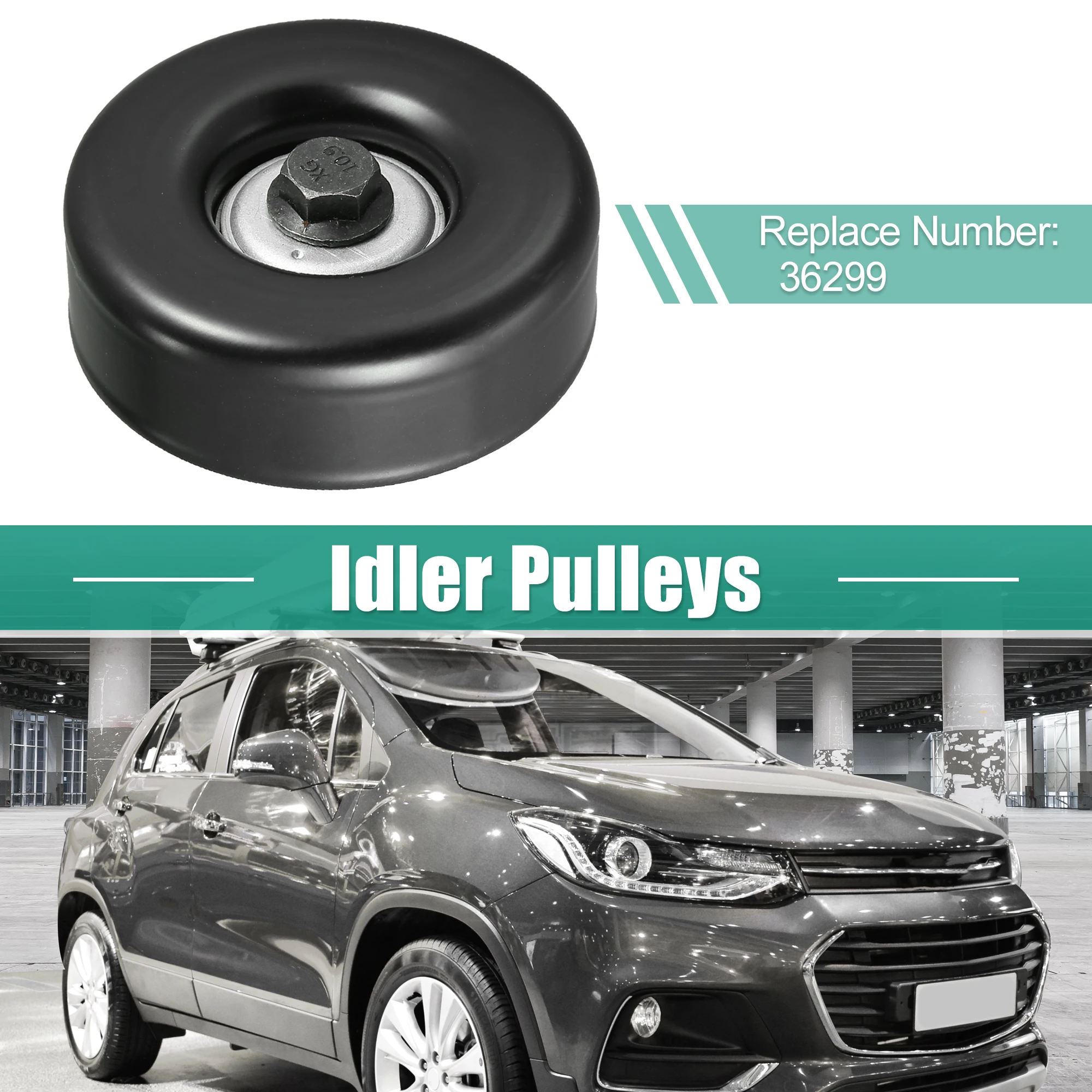 UXCELL Idler Pulley for Chevrolet Express Silverado for GMC Savana Sierra 36299 with Bolt 17 mm Insert Dust Shield Retainer