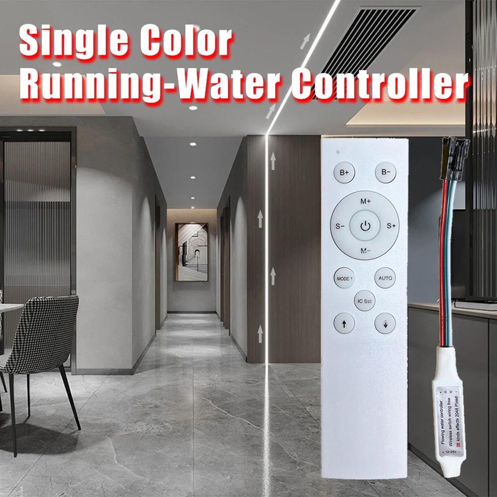 Imagem -02 - Led Running-água Controlador com rf Remote 12key Branco Preto Única Cor Fluindo Cavalo Pixel Strip Light Dc5v24v Ws2811 Ws2811