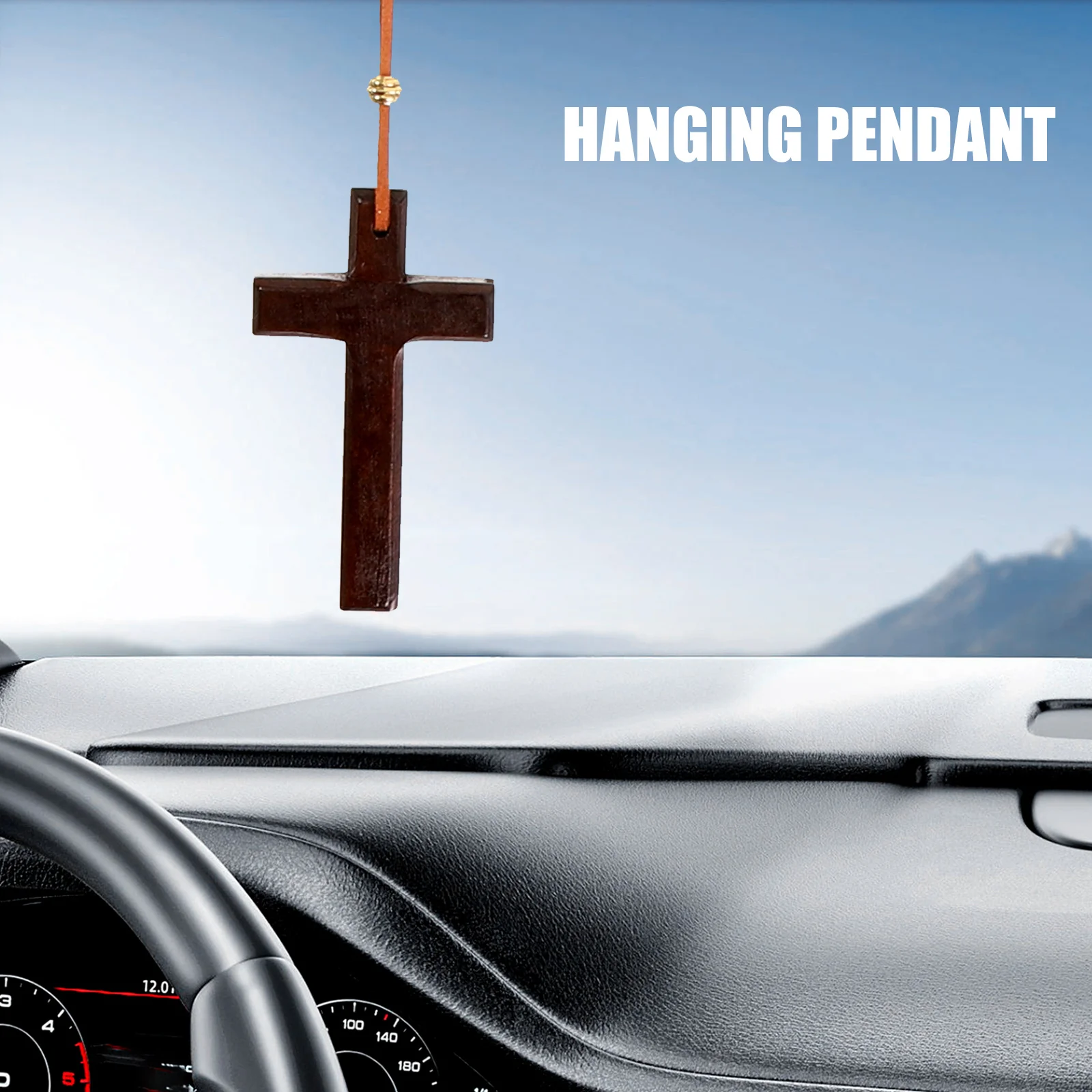 

Wooden Cross Hanging Pendant Minimalist Rearview Mirror Charm Decor Cross For Car Mirror Car Ornament Accessories Jewelry Craft