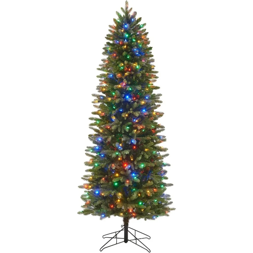 7 Fuß vorlich beleuchteter künstlicher Weihnachtsbaum, Weihnachtsbaum aus Regal-Tannen mit 400 farbwechselnden LEDs, 1870 PE/PVC-Spitzen, Baumoberseiten-Anschluss