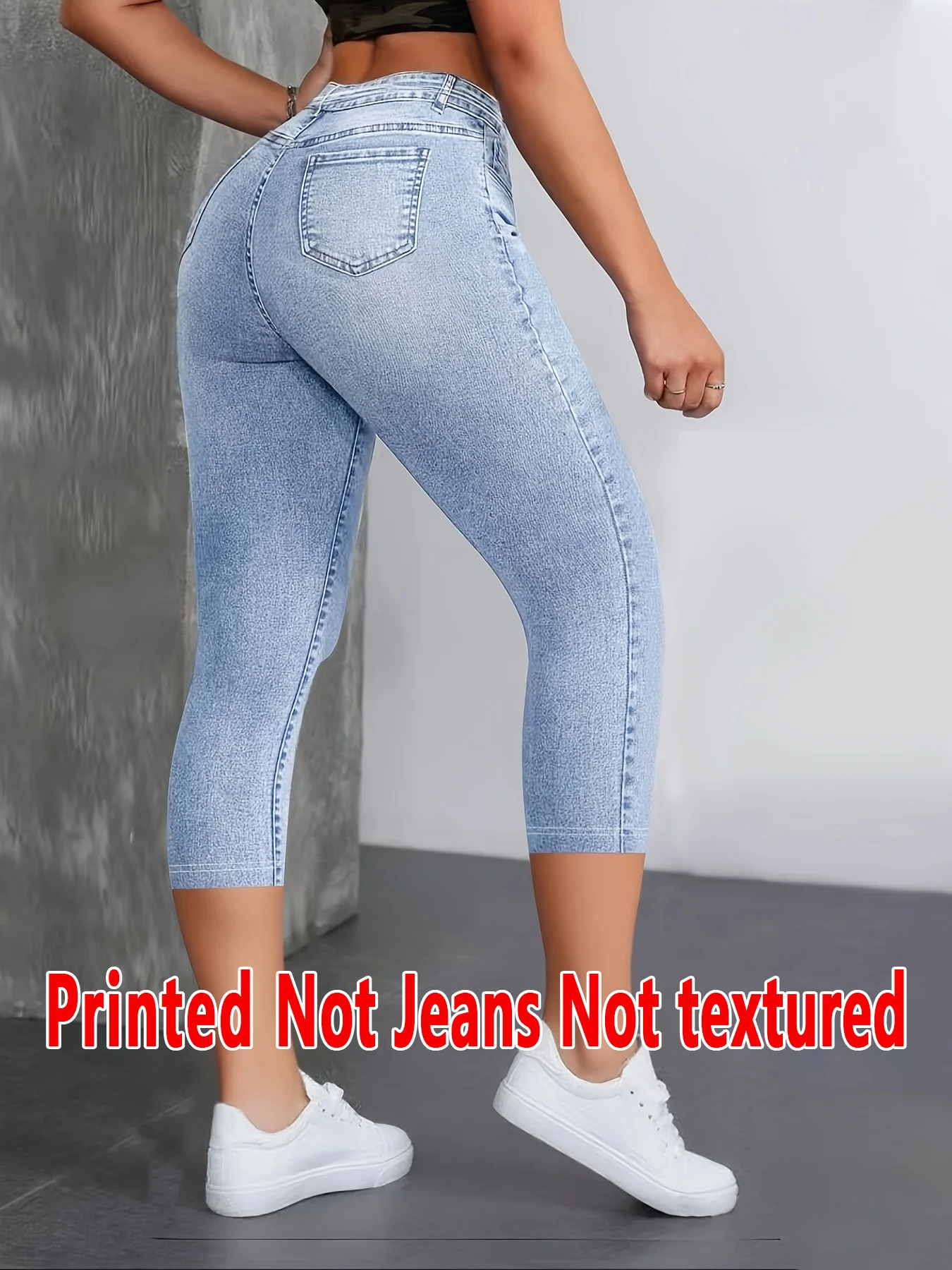 2232 [Printed Leggings - Not Faux Denim Fabric]Printed Leggings Without Texture - Made from Non-Faux Denim Fabric,