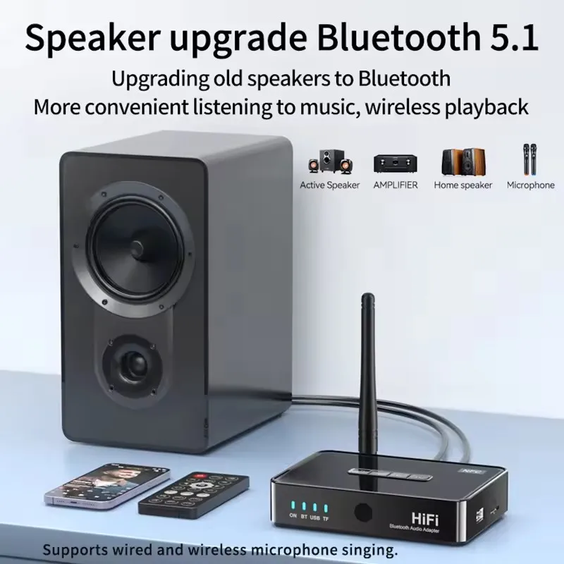 NFC Bluetooth Receiver 6.5mm BT 5.1 Micrphone  Sing Stereo Music 3.5mm AUX Jack RCA Wireless Audio Adapter Car Speaker Amplifier