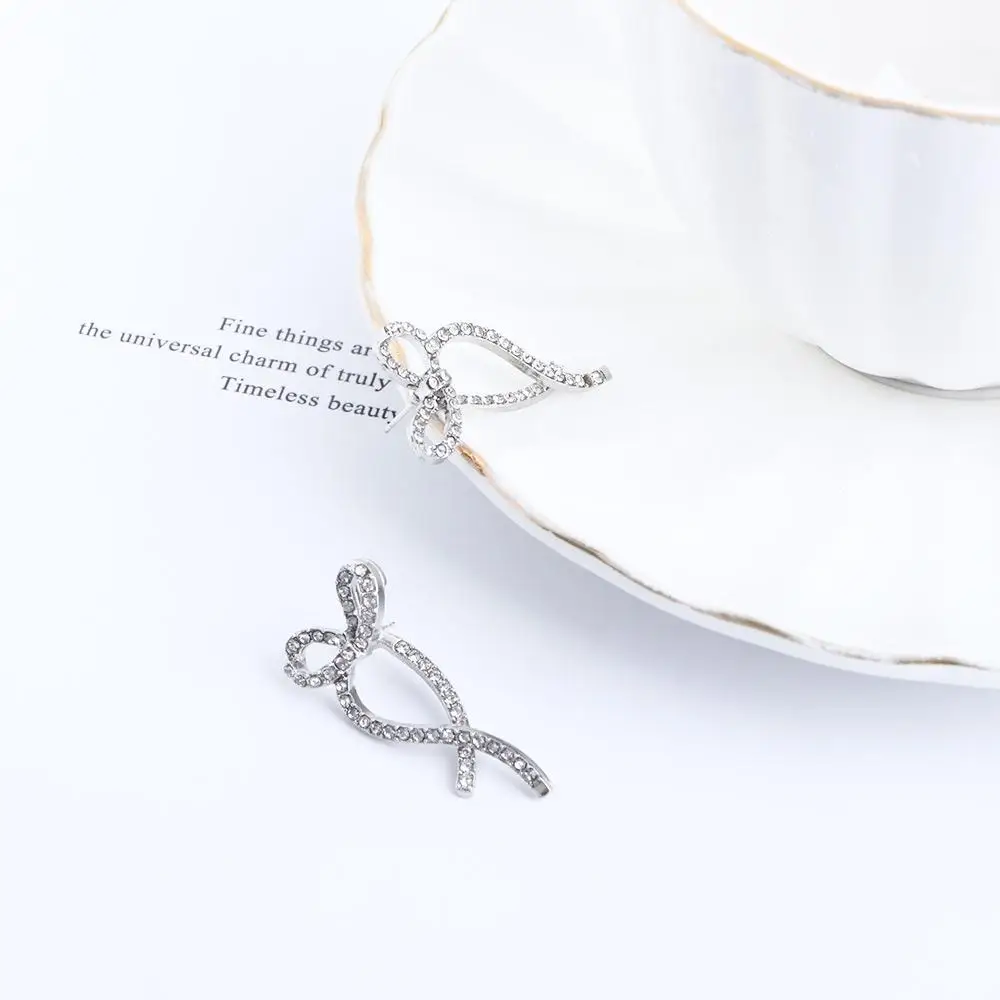 Earrings Diamond Crystal Bow Pendant Bownot Ribbon Bow Women Earrings Rhinestone Bow Ear Studs Zircon Bow Earrings Korean Style