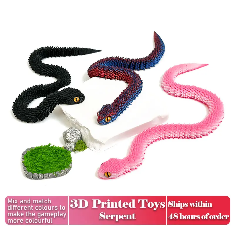 

Articulated 3D Printed Snake Model - Realistic Animal Desk Decor, Flexible Joints Craft for Office/Birthday/Home Decoration Gift