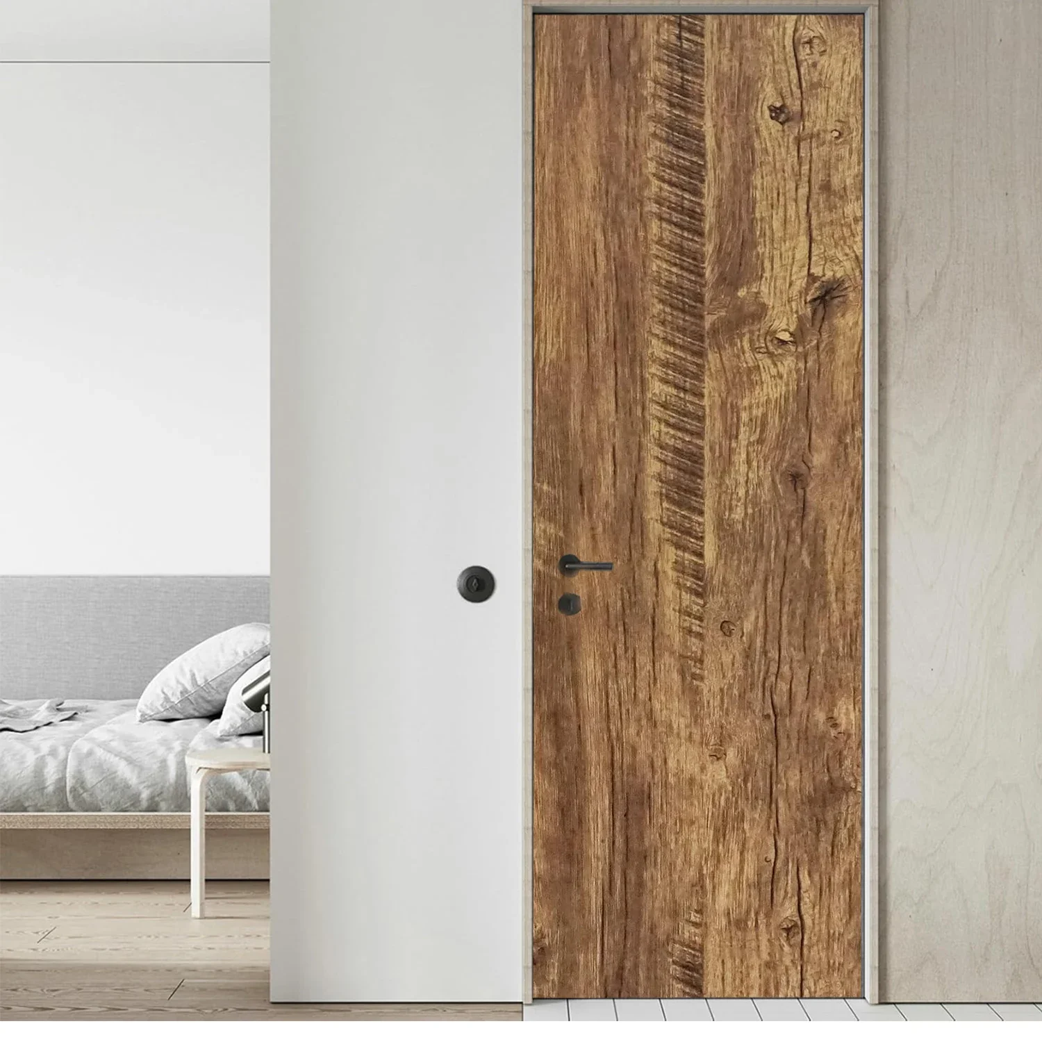 Wood Grain Contact Paper Brown Wooden Wallpaper Self-Adhesive Removable Vinyl Film Easy to Apply For Furniture Kitchen Cabinets