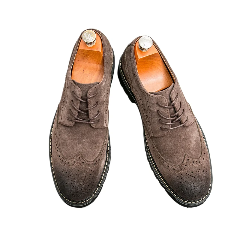 Large Men Formal Wear - Bruine suède brogue-oxfords voor heren, grote