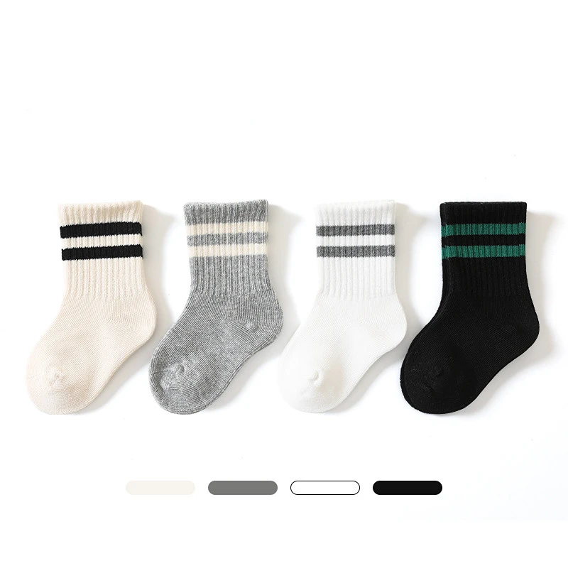 Children White Black Striped Sport Cotton Soft Tube School Ankle Short Socks for Baby Infant Toddler Kids Boys Girls Clothes